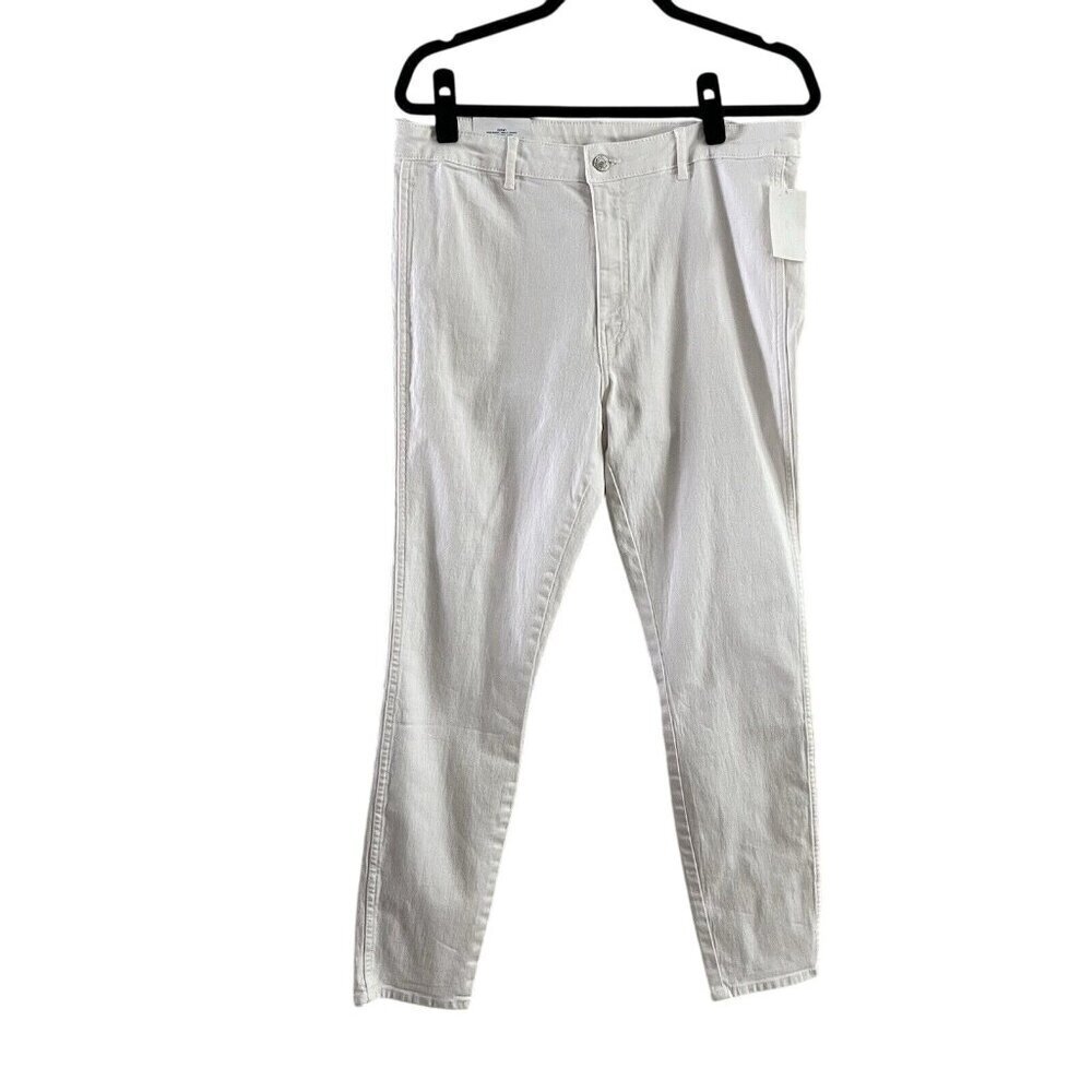 H&M Women 14 White High Waist Ankle Length Skinny Fit Back Pocket Denim Jean NWT